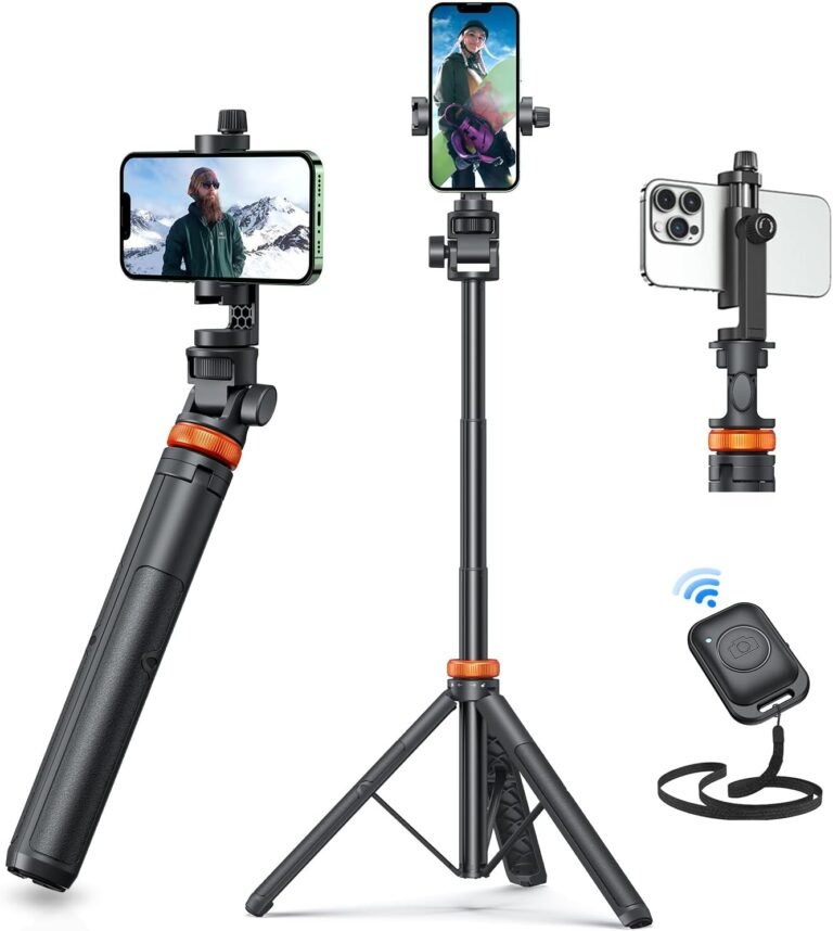 EUCOS 62″ Telephone Tripod, Tripod for iPhone & Selfie Stick Tripod with Distant, Extendable Telephone Tripod Stand & Journey Tripod, Solidest Cell Telephone Tripod Suitable with iPhone/Android