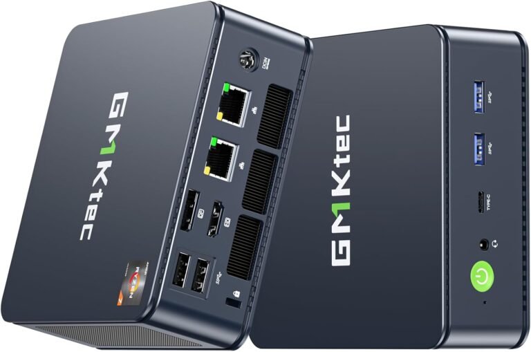 GMKtec M5 Plus Gaming Mini PC Ryzen 7 5825U (Upgraded 5700U), 32GB RAM 1TB SSD Home windows 11 Professional Twin NIC LAN 2.5GbE Desktop Computer systems, Triple 4K Show, WiFi 6E, USB3.2, USB-C, BT 5.2, DP, HDMI 2.0