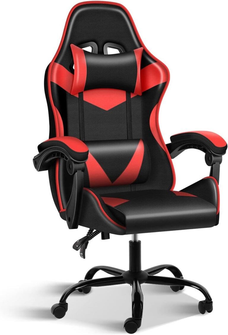 Easy Deluxe Gaming Chair, Huge and Tall Gamer Chair, Racing Fashion Adjustable Swivel Workplace Chair, Ergonomic Video Recreation Chairs with Headrest and Lumbar Assist