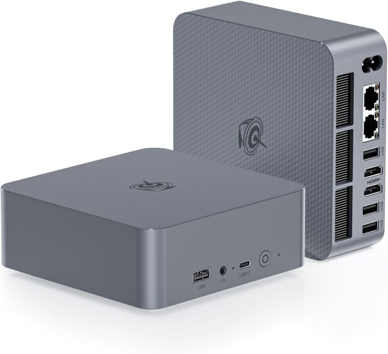 Beelink EQR5 Mini Desktop PC with AMD Ryzen 5 5650U 6C/12T, 16GB DDR4 500G NVMe M.2 SSD, Twin Show Output, Inbuilt PSU, WiFi 6, 1000M RJ45, Bluetooth 5.2 W-11 Mini Laptop
