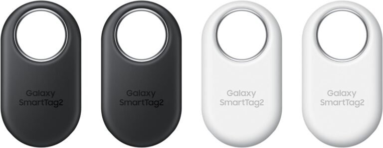 Samsung SmartTag2 (2023) Bluetooth + UWB, IP67 Water and Mud Resistant, Findable through App, 1.5 Yr Battery Life (4-Pack) – Black/White