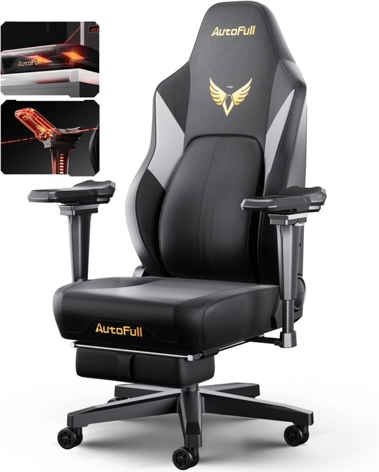 AutoFull M6 Gaming Chair, Ergonomic Workplace Chair with Ventilated Heating, AUTO Dynamic Monitoring Lumbar Help, 6D Adjustable Armrests and Footrest (Black)