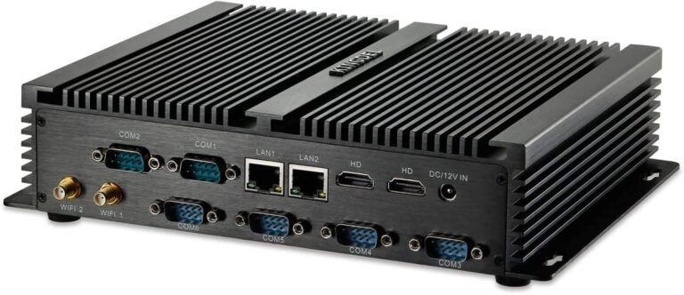 KINGDEL Fanless Mini Desktop PC, Industrial Pc with Core i7 CPU, 8GB RAM, 256GB SSD, 2xNICs, 2xHD Ports, 4xUSB 3.0, 6xCOM RS232