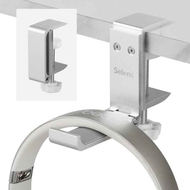 Selens Headphone Holder Gaming Headset Stand for Desk, Foldable Headphone Hanger Common Match for PC Recreation Headsets, Over-Ear Headphones, Aluminum, Slivery