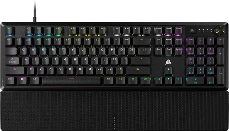 CORSAIR K70 CORE RGB Mechanical Gaming Keyboard with Palmrest – Pre-lubricated Corsair MLX Crimson Linear Keyswitches – Sound Dampening – Media Management Dial – iCUE Suitable – QWERTY NA Format – Black