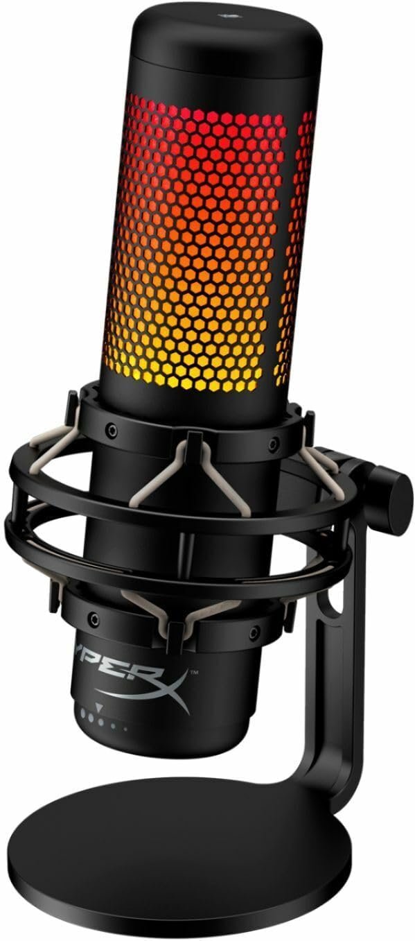 HyperX QuadCast S RGB USB Condenser Microphone for PC, PS4 and Mac, Anti-Vibration Shock Mount, 4 Polar Patterns, Pop Filter, Acquire Management, Gaming, Streaming, Podcasts (Renewed)