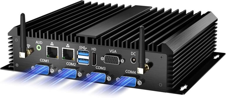 Industrial Mini PC, Desktop Fanless Pc Core i7-5500U 2.4-3.0GHz, Home windows 10 Professional, 16G RAM, 512G SSD, Twin LAN, 6xCOM RS232, 4xUSB 3.0, HDMI/VGA Ports, Auto Energy On, Full Steel Case