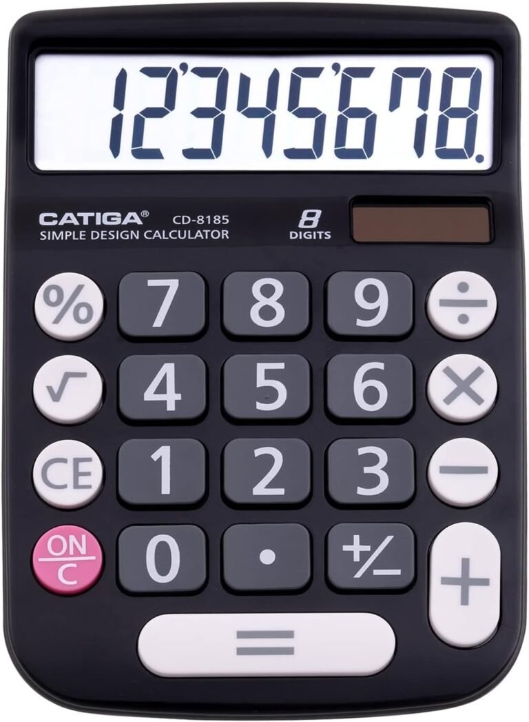 CATIGA Desktop Calculator 8 Digit with Photo voltaic Energy and Straightforward to Learn LCD Show, Huge Buttons, for Residence, Workplace, Faculty, Class and Enterprise, 4 Perform Small Fundamental Calculators for Desk, CD-8185 Black