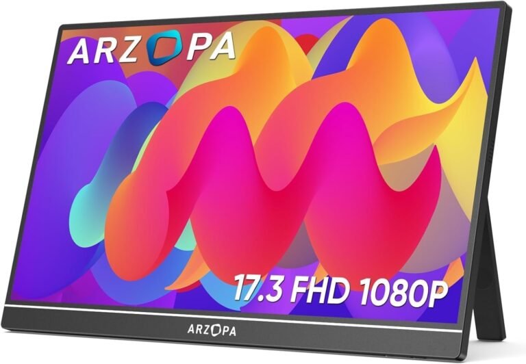 ARZOPA 17.3″ Transportable Monitor, 1080P FHD 103% sRGB IPS Gaming Monitor Laptop computer Monitor with Constructed-in Kickstand HDMI USB C Exterior Display for PC Mac Cellphone Xbox PS5 – A1M