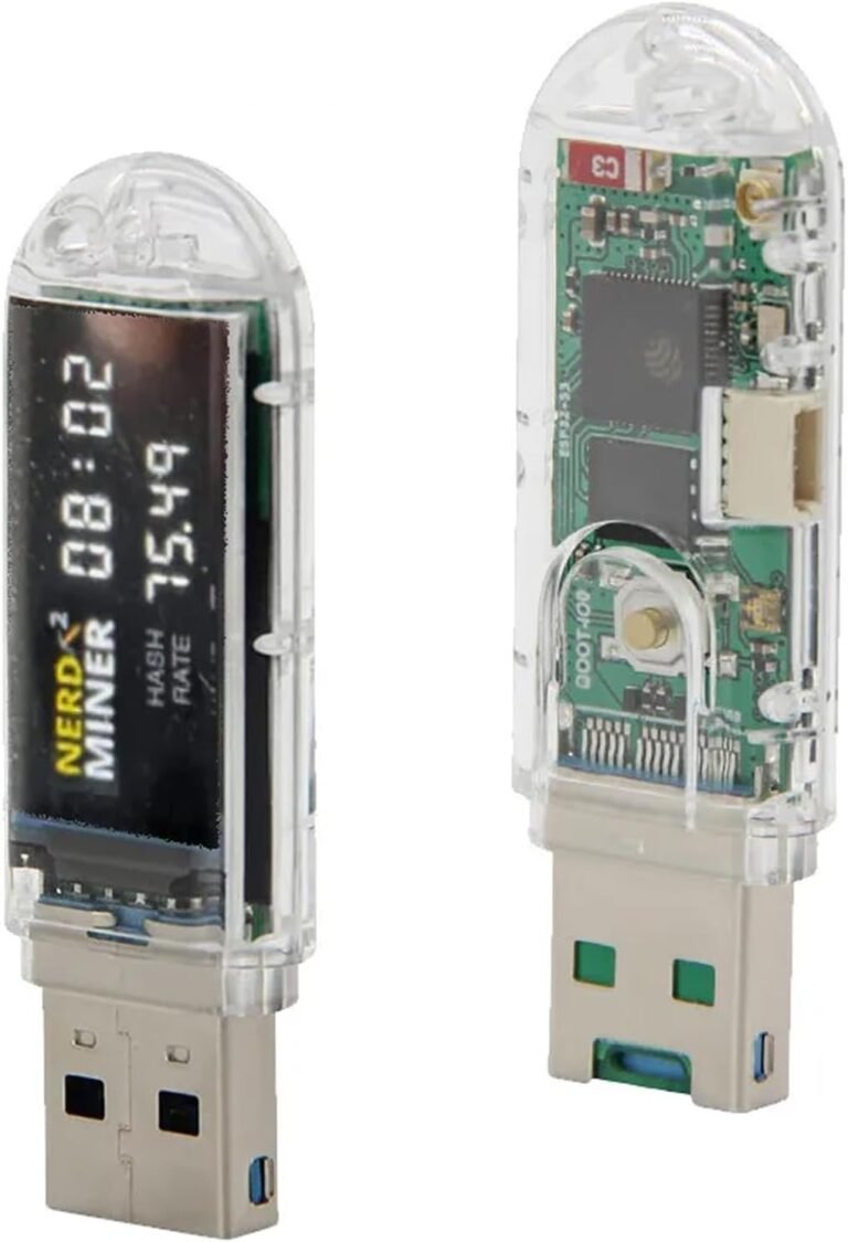NerdMiner Bitcoins Miner V2 USB 75KH 1W T-Show S3 Mini Bitcoin Solo Lottery Miner Win 3.125 BTC with Low Energy Consumption