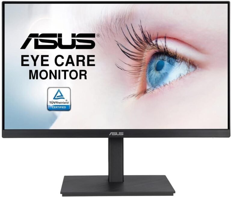 ASUS 27” 1080P Monitor (VA27EQSB) – Full HD, IPS, 75Hz, Adaptive-Sync, Audio system, Eye Care, Low Blue Gentle, Flicker Free, DisplayPort, HDMI, USB Hub, D-Sub, Frameless, Wall Mountable, Peak Adjustable