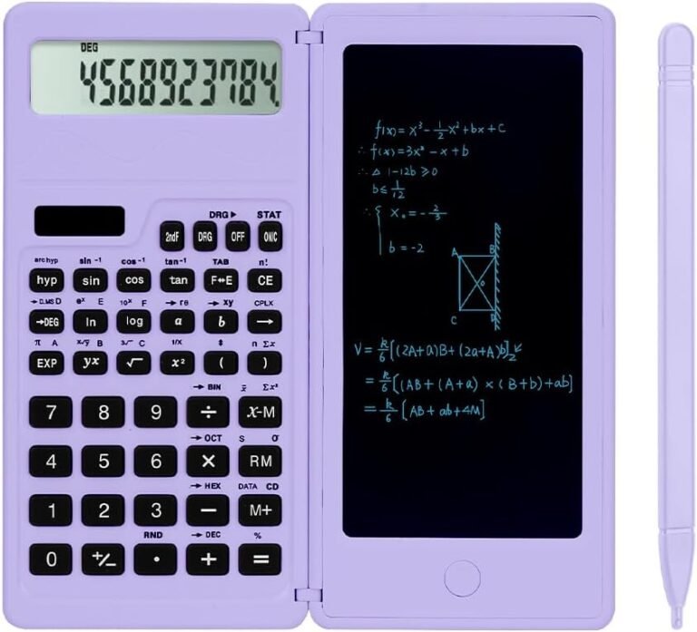 Scientific Calculators for high-Faculty, LveSunny 10 Digits Digital with Erasable Writing Board Math Calculator for Center Faculty & Faculty (Purple)