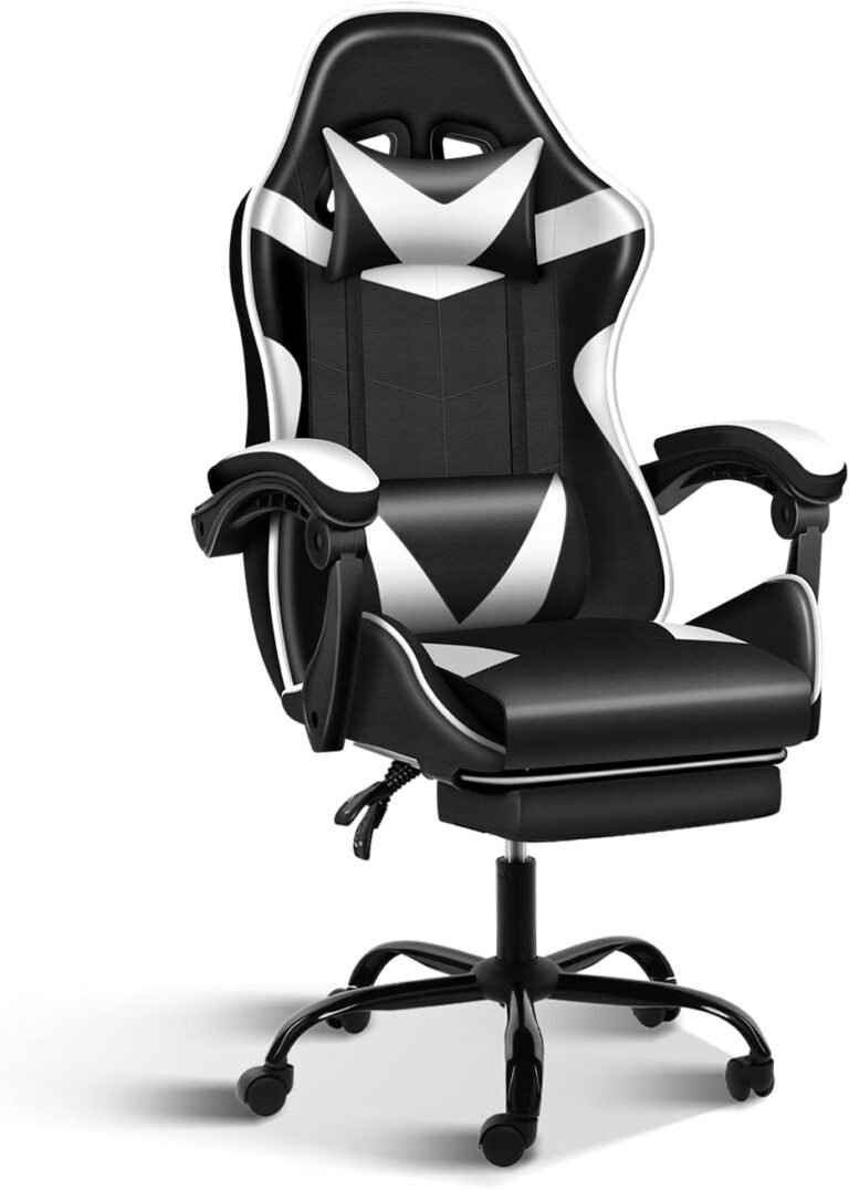 YSSOA Gaming Chair with Footrest, Huge and Tall Gamer Chair, Racing Type Adjustable Swivel Workplace Chair, Ergonomic Video Recreation Chairs with Headrest and Lumbar Assist