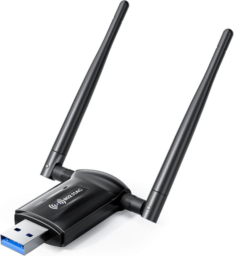 USB WiFi Adapter for Desktop PC – 1300Mbps Wi-Fi 5G 2.4G USB 3.0 Wi-fi Adapter with PC WiFi Antenna for Win11/10/7 WiFi Dongle for Desktop PC Laptop computer Web Community Card USB WiFi