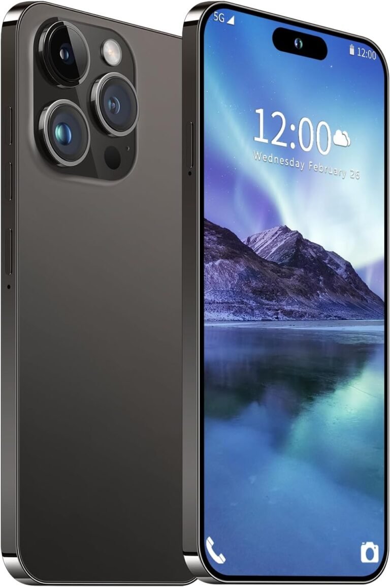 I14 Professional Max Unlocked Smartphone, 6+256GB, Android 13.0 Unlocked Cell Telephones, 6.82″ HD Display Battery 6800mAH with 128GB Reminiscence Card/Face ID/Fingerprint Lock/Twin SIM 5G Telephone (Black)