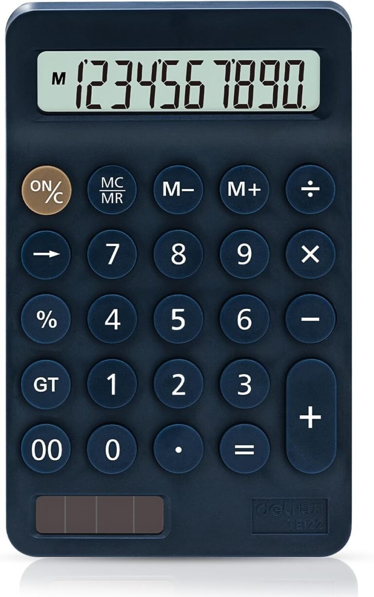 Calculator, Deli Commonplace Perform Desk Calculators 10 Digit with Massive LCD Show with 15° Elevation, Photo voltaic and Battery Twin Energy, Commonplace Perform for Workplace, Dwelling, College, Blue