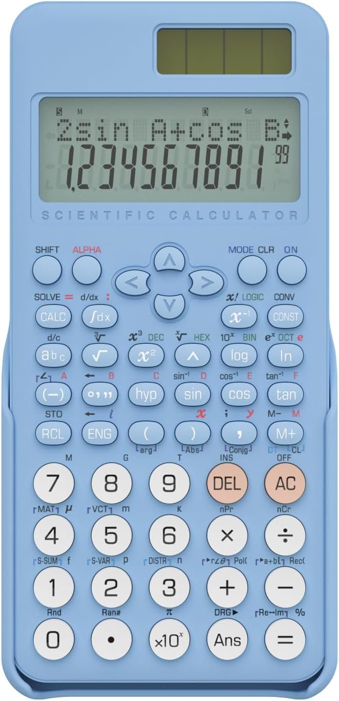 Scientific Calculator for College students, 991 MS Science Calculator for Center and Excessive College Provides Calculator with Cowl (991MS-Blue)