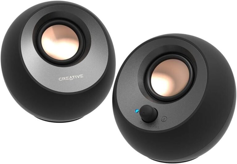 Artistic Pebble V3 Minimalistic 2.0 USB-C Desktop Audio system with USB Audio, Clear Dialog Enhancement, Bluetooth 5.0, 8W RMS with 16W Peak Energy, USB-A Converter Included (Black)