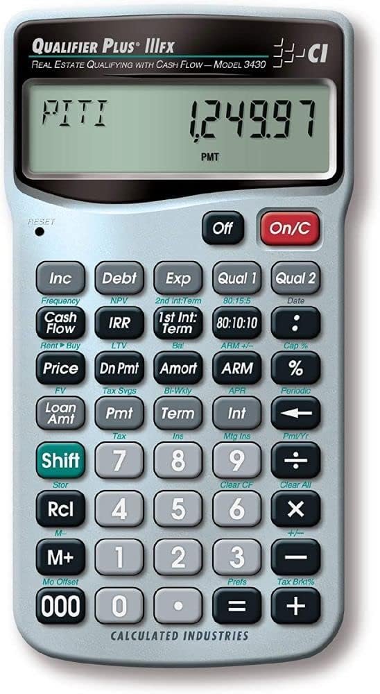 Calculated Industries 3430 Qualifier Plus IIIfx Superior Actual Property Mortgage Finance Calculator | Clearly-Labeled Keys | Purchaser Pre-Qualifying | Funds, Amortizations, ARMs, Combos, FHA/VA, Extra