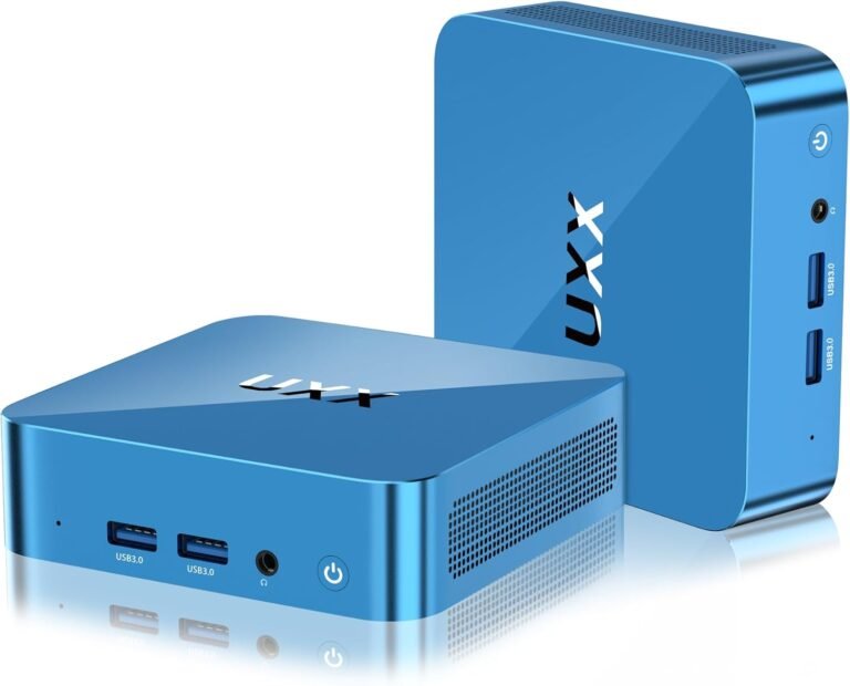 Mini PC, N5095 Desktop Pc, 8GB DDR4X RAM/256GB M.2 2280 SSD+Expandable M.2 2242 SSD+M.2 WiFi, 4K Triple Show with Mouse/USB/BT/LAN/HD/Sort-C/Steel Body, Blue