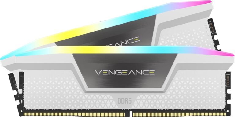 CORSAIR VENGEANCE RGB DDR5 RAM 32GB (2x16GB) 6000MHz CL36-44-44-96 1.35V Intel XMP Desktop Pc Reminiscence – White (CMH32GX5M2E6000C36W)