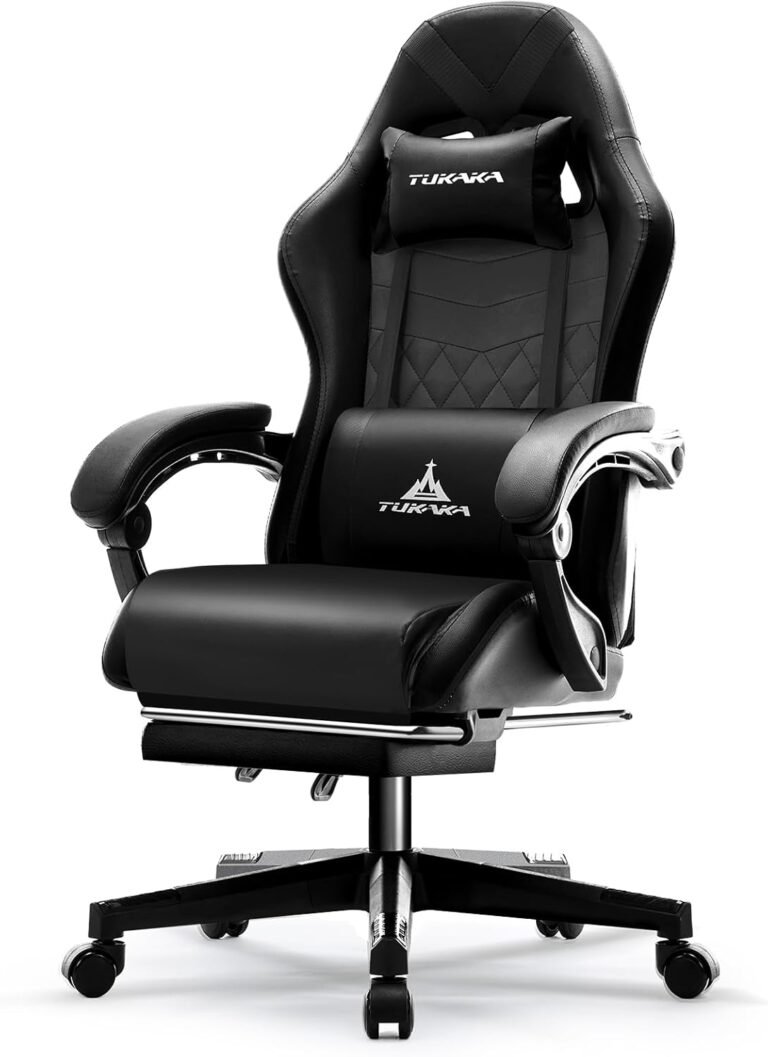 Gaming Chair,Ergonomic Therapeutic massage Laptop Workplace Desk Chair with Footrest,Pocket Spring Cushion,Reclining Leather-based Adjustable Gamer Chair with Headrest and Lumbar Assist,Black