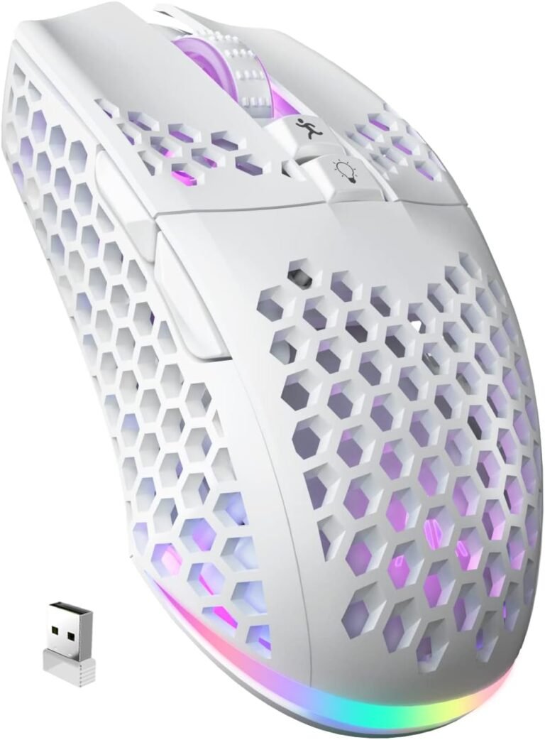 SM600 White Wi-fi Gaming Mouse,8000 DPI Tri-Modes BT5.1/Sort-C Wired/2.4G Wi-fi Mouse with 2 Aspect Buttons, Programmable Macro Gamer Mouse with RGB Gentle for Laptop computer/PC/Mac