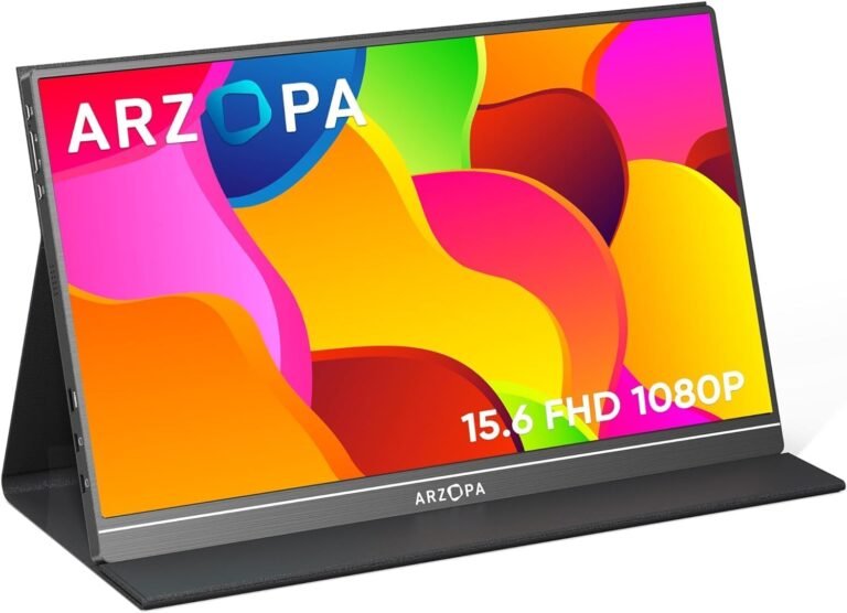 ARZOPA Moveable Monitor, 15.6” 1080P FHD Laptop computer Monitor USB C HDMI Pc Show HDR Eye Care Exterior Display w/Good Cowl for Mac Cellphone Xbox Swap PS5-S1 Desk