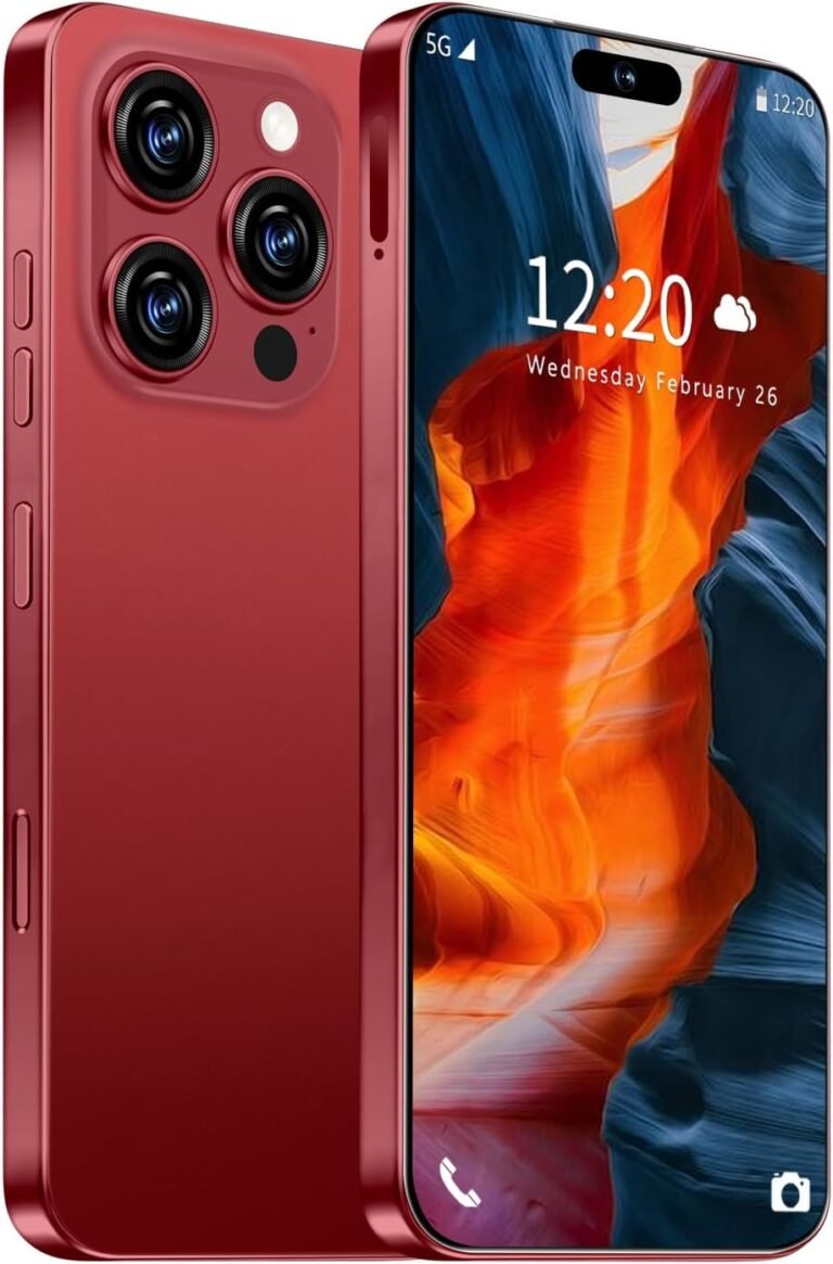 I16 PROMAX Unlocked Cellphone, 8+256GB Smartphone, Android 13.0, Lengthy Battery Life 7000mAh, 6.99“ HD Display with 128GB Reminiscence Card, Face ID/Twin SIM/5G/Fingerprint Lock/Images/GPS (Wine Crimson)