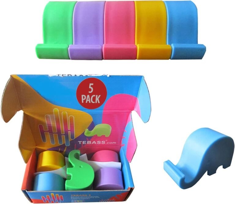 Telephone Holder for Desk Elephant, Cute Telephone Stand Set 5Pcs– Silicone Telephone Stand – 5 Cute Elephants Birthday Social gathering Provides– No Plastic Packing – Cute Desk Equipment (Elephants)