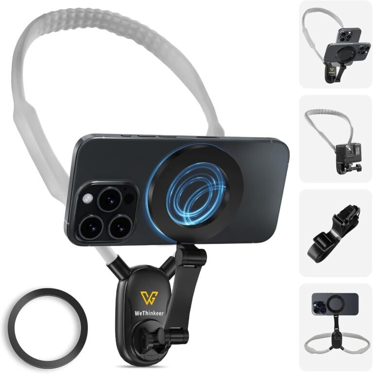 Neck Telephone Holder for Recording, 700mm Prolonged for Consolation, Fingers-Free POV/Vlog Magnetic Neck Mount with Anti-Shake Chest Strap, Content material Creator Important, Appropriate with iPhone, Android, GoPro