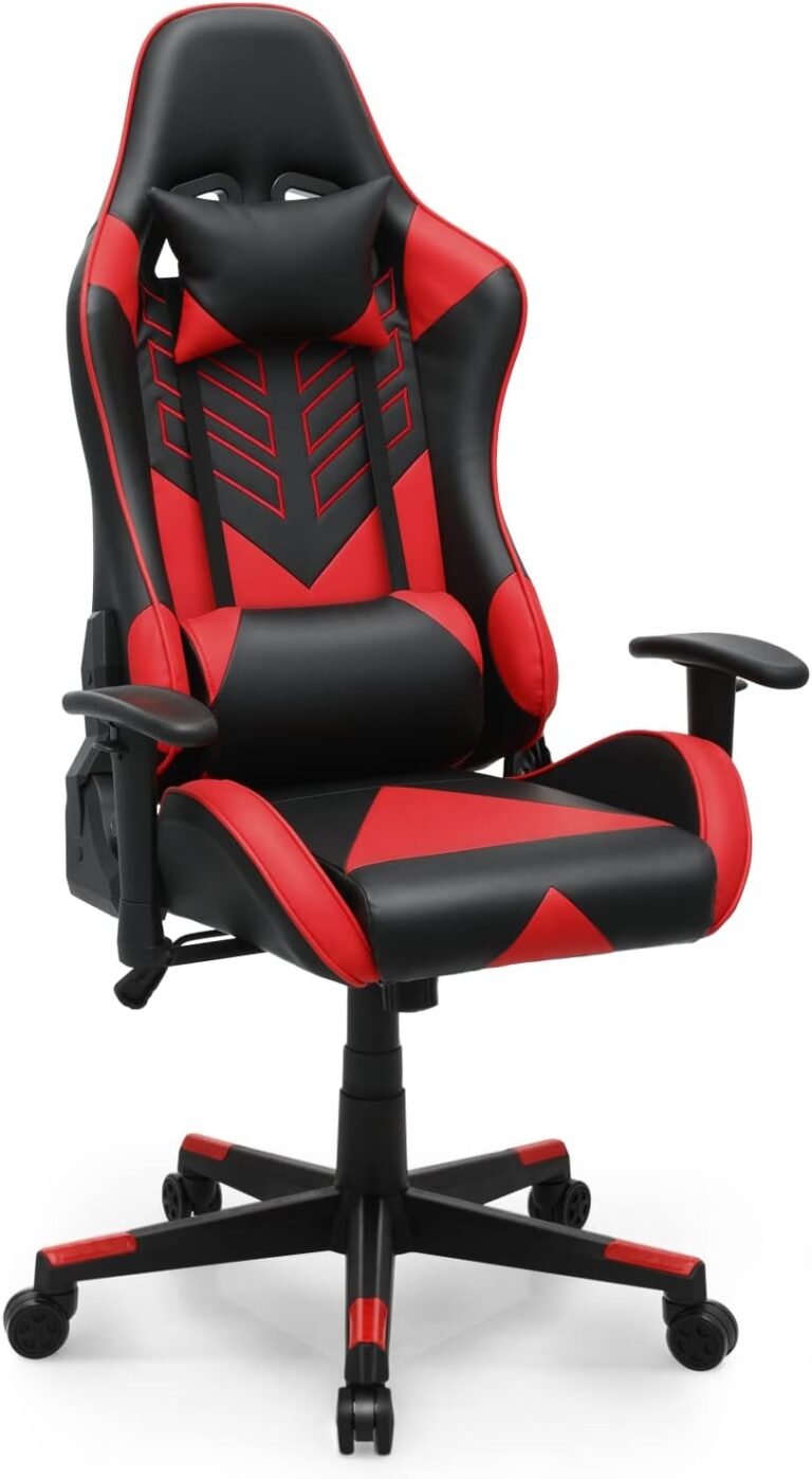 MoNiBloom Ergonomic Racing Model Gaming Chair, Reclining Excessive Again Pc Chair with Adjustable Headrest and Lumbar Help, Leather-based E-Sports activities Chair with Versatile Armrest for Workplace or Gaming, Purple