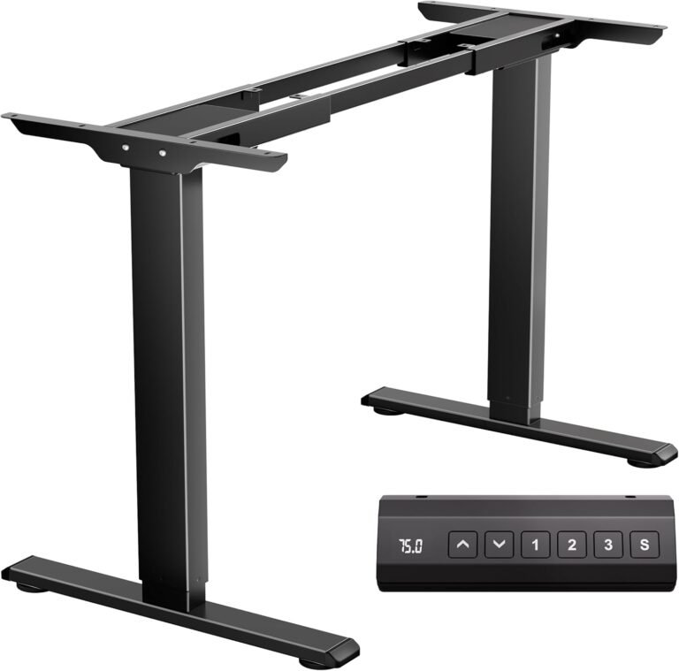 Twin Motor Electrical Standing Desk Body, Peak Adjustable Desk Legs with 330 lbs Capability, for Max 90″ x 44″ Desktop, Ergonomic Sit Stand Up Desk Base Workstation for House Workplace, Black Body Solely