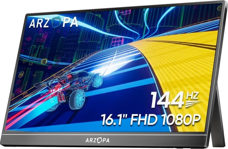 ARZOPA 16.1” 144Hz Transportable Gaming Monitor, 106% sRGB 1080P FHD Kickstand Transportable Monitor with HDR, Extremely Slim, Eye Care, Exterior Second Display for Laptop computer, PC, PS5, Mac, Xbox-Z1FC
