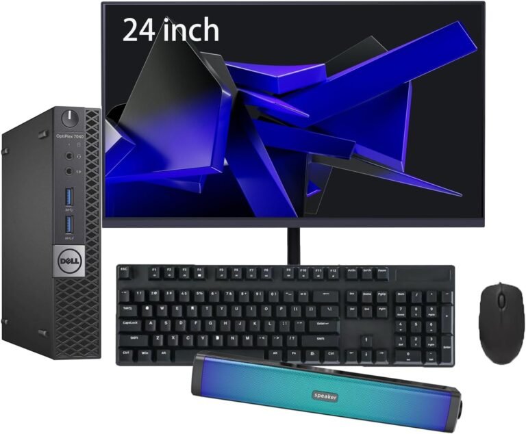 Dell Optiplex 7040 Mini Desktop PC, 24 inch Monitor & RGB Audio system PC Set, Core i7-6700, 32GB DDR4, 512GB SSD, Keyboard, Mouse, Home windows 10 Professional (Renewed)