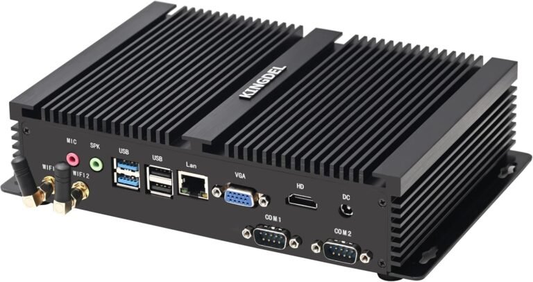 KINGDEL Mini PC Gaming, Fanless Small Desktop Laptop with i7 twelfth Gen. CPU, 32GB 3200MHz RAM, 1TB NVMe SSD, 4K 4096×2304, HD Port, VGA, 2xCOM RS232, Full Steel Case