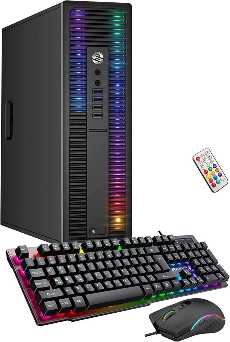 HP EliteDesk Desktop RGB Lights Pc AMD A-Collection Processor 16 GB RAM, 256 GB SSD, Home windows 10 Professional 64-bit, Wi-Fi, Gaming PC Keyboard & Mouse (Renewed)