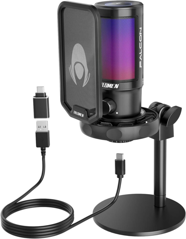 USB Gaming Microphone for PC, PS4/PS5, RGB Condenser Microphone with Fast Mute, Achieve Management, Anti-Explosive Filter, Shock Mount for Discord Twitch YouTube Video Streaming F8
