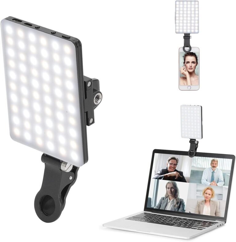 Newmowa 60 LED Excessive Energy Rechargeable Clip Fill Video Convention Gentle with Entrance & Again Clip, Adjusted 3 Gentle Modes for Telephone, iPhone, Android, iPad, Laptop computer, for Make-up, TikTok, Selfie, Vlog