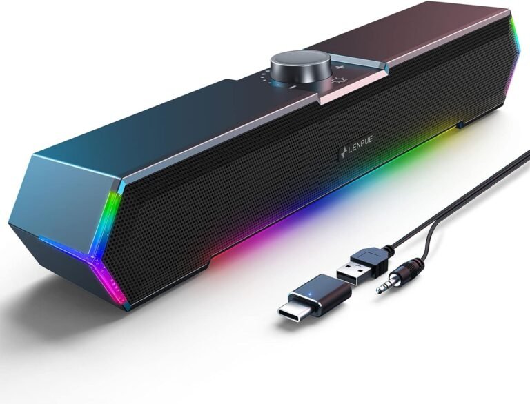 LENRUE G11 Laptop Audio system for Desktop, Contact Lights PC Audio system with Surge Clear Sound, USB C/USB Powered for Laptop Desktop PC Laptop computer Monitor