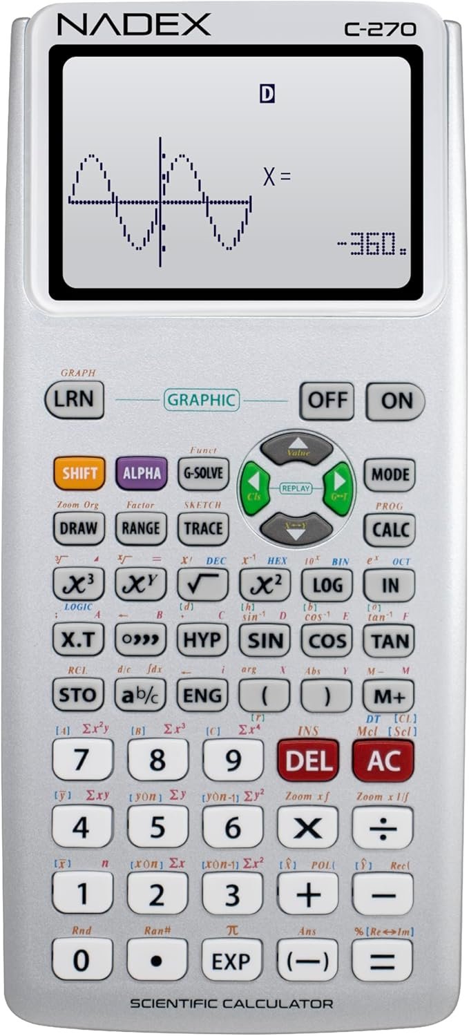 Scientific Calculator with Graph Capabilities for Faculty and Excessive College College students, Engineering, Superior Arithmetic, Calculus, Algebra, Geometery, Trigonometry, Statistics, Physics, Chemistry – Silver