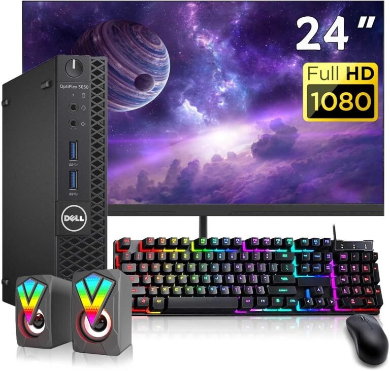 Dell Optiplex 3050 Mini Desktop PC, 24″ FHD Monitor and RGB Audio system, Intel i5-7500 3.4GHz-3.8GHz, 16GB DDR4 RAM, 512GB SSD, Keyboard & Mouse, WiFi, DP, Home windows 10 Professional 64 (Renewed)