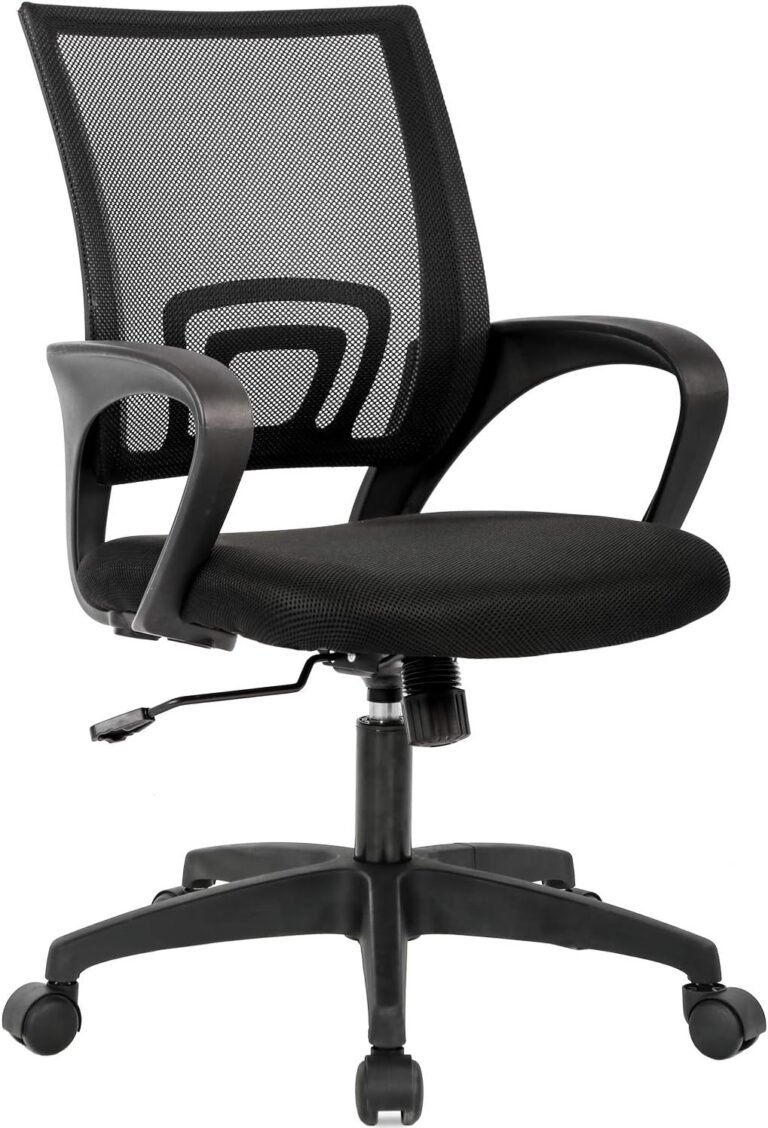 House Workplace Chair Ergonomic Desk Chair Mesh Laptop Chair with Lumbar Assist Armrest Govt Rolling Swivel Adjustable Mid Again Process Chair for Ladies Adults, Black