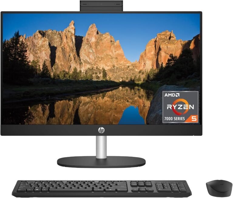 HP 23.8 inch All-in-One Desktop PC, FHD Show, AMD Ryzen 5 7520U, 16 GB RAM, 1 TB SSD, AMD Radeon Graphics, Home windows 11 Residence, 24-cr0040 (2023)