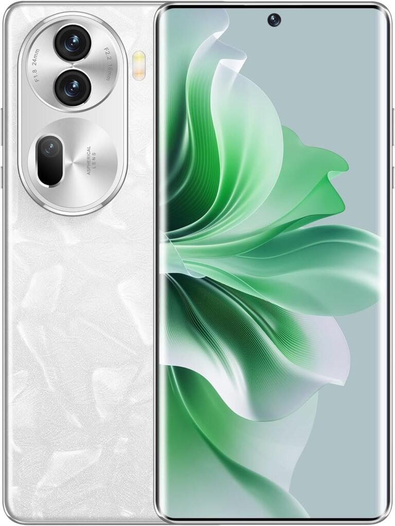 Reno 11 Professional Unlocked Cellphone 6.7-inch HD LCD Unlocked Android Cellphone 8GB+256GB Android 13 Smartphone 6000 mAh Massive Battery Unlocked Cellphone 50MP+13MP Digital camera Twin SIM (Pearl White)