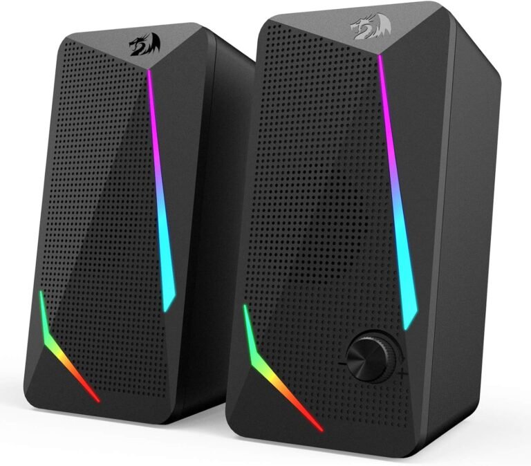 Redragon GS510 RGB Desktop Audio system, 2.0 Channel PC Laptop Speaker with 4 Colourful LED Backlight Modes, Enhanced Bass and Simple-Entry Quantity Management, USB Powered w/ 3.5mm Cable
