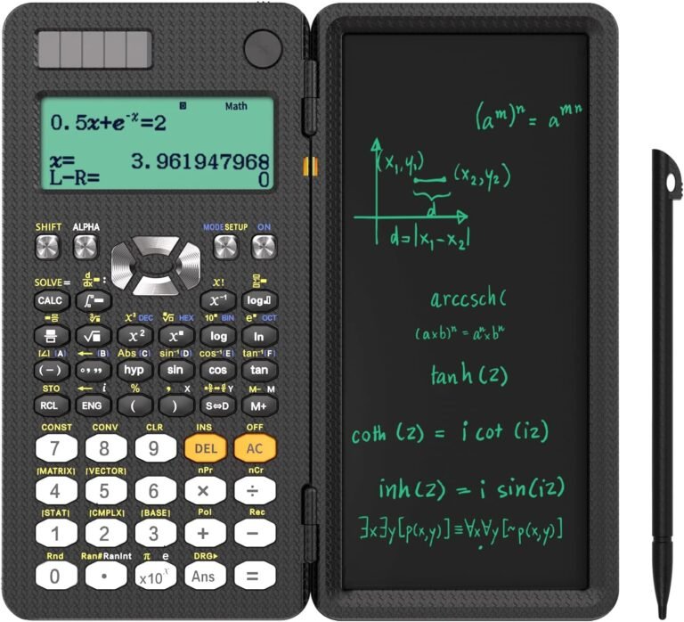 NEWYES 991ES Scientific Calculator with LCD Writing Pill, 417 Perform Photo voltaic Power Science Calculators Notepad, Skilled Foldable Calculators for College students Faculty School