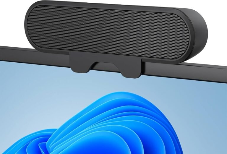Inwa Laptop Audio system for Desktop PC, USB Monitor Speaker Bar with Clip-On, Wired Desk Audio system with HD Stereo Loud Sound, Laptop computer Speaker Mini Sound Bar, Simply Clamps to Monitor