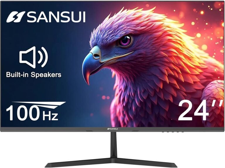 SANSUI 24 inch Monitor, IPS Show Laptop Monitor with Constructed-in Audio system, 100Hz Monitor VESA Mount with HDMI Inputs, FHD Monitor for Residence Workplace (ES-24x3A HDMI Cable Included)