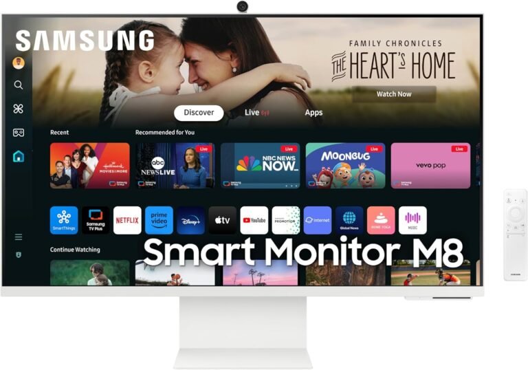 SAMSUNG 32-Inch M8 (M80D) Sequence 4K UHD Good Monitor with Streaming TV, Audio system, HDR10+, AI Upscaling, USB-C, Ergonomic Stand, SlimFit Digital camera, Gaming Hub, LS32DM801UNXZA, 2024